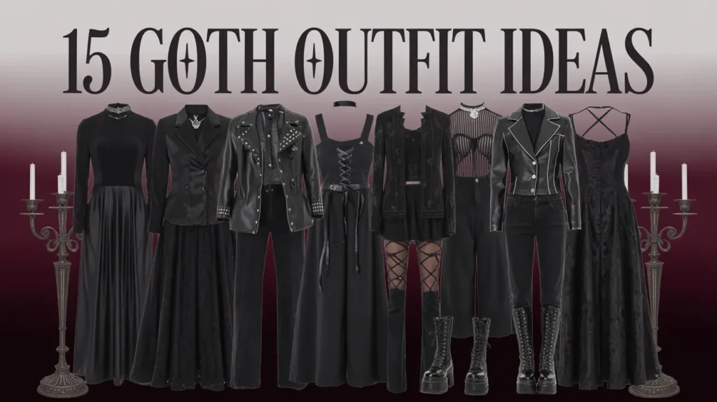 Image showing different goth outfits that cover 15 Goth Outfit Ideas