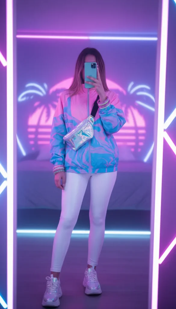 "Matrix-inspired minimalist 16 Cyberpunk Outfit Ideas: all-black trench coat, combat boots, mirror selfie"