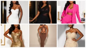 Collage of stylish Birthday Girl Outfit Ideas for Black Women featuring elegant dresses and sets.
