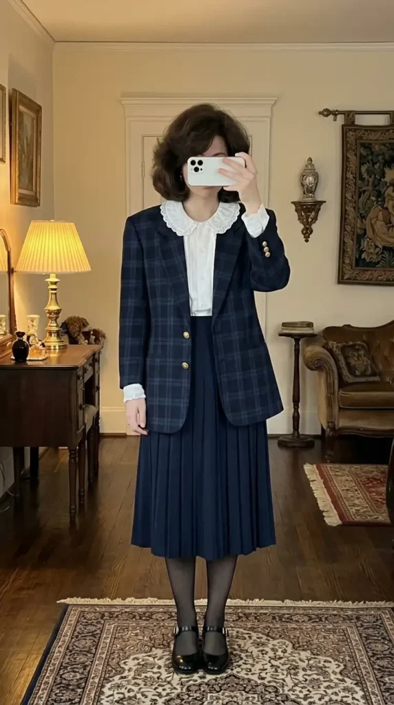 White eyelet sundress with pink cardigan and white Keds giving soft girl energy to Stranger Things 80s Eleven outfits.
